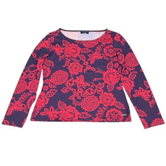 SAINT JAMES Floral Long Sleeve Top Long Sleeve Size 8 Red Navy - Picture 2 of 7